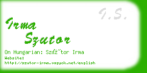 irma szutor business card